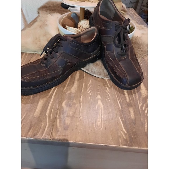 Mens Clarks Bicycle Toe Oxfords Leather Canvas Casual Lace Up Shoe Size 11 86237 - Picture 3 of 6